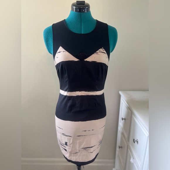 Yaya Nom De Plume Dress (Black and Nude Patterned, Mesh, XS) - Picture 1 of 3